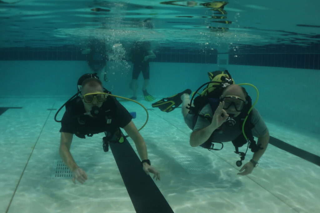 Trydive and dive leader underwater