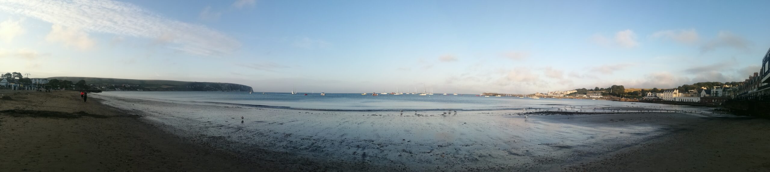 panoramic view of Swanage bay